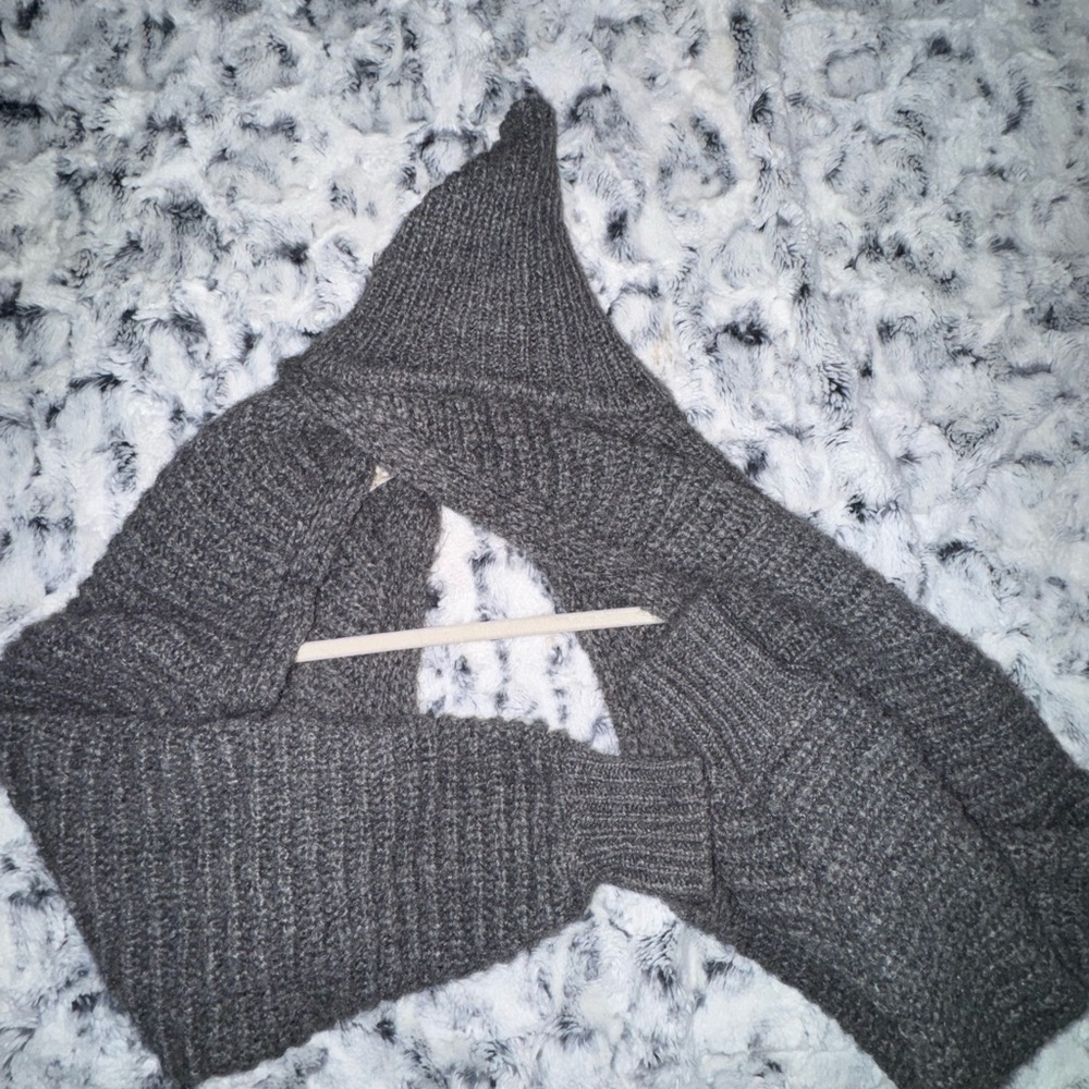 Zara Dark Gray Ribbed Turtleneck Sweater